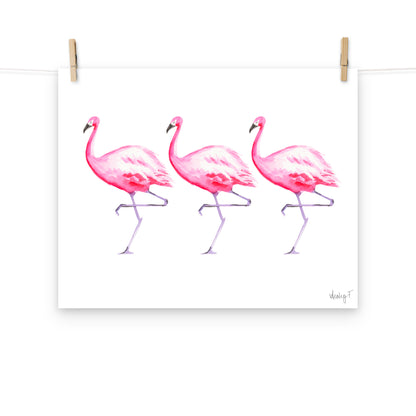 Hot Pink Flamingo Trio Watercolor Print | Various Sizes
