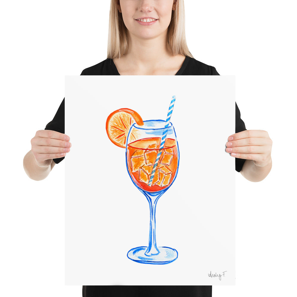 Print | Aperol Spritz Cocktail Watercolor Painting | Various Sizes