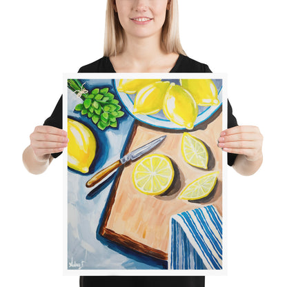 Print | Vibrant Abstract Lemon & Mint Acrylic Still Life 16″×20″