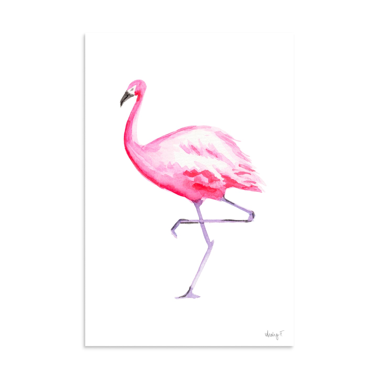 Hot Pink Flamingo Watercolor Print | Various Sizes 16″×24″