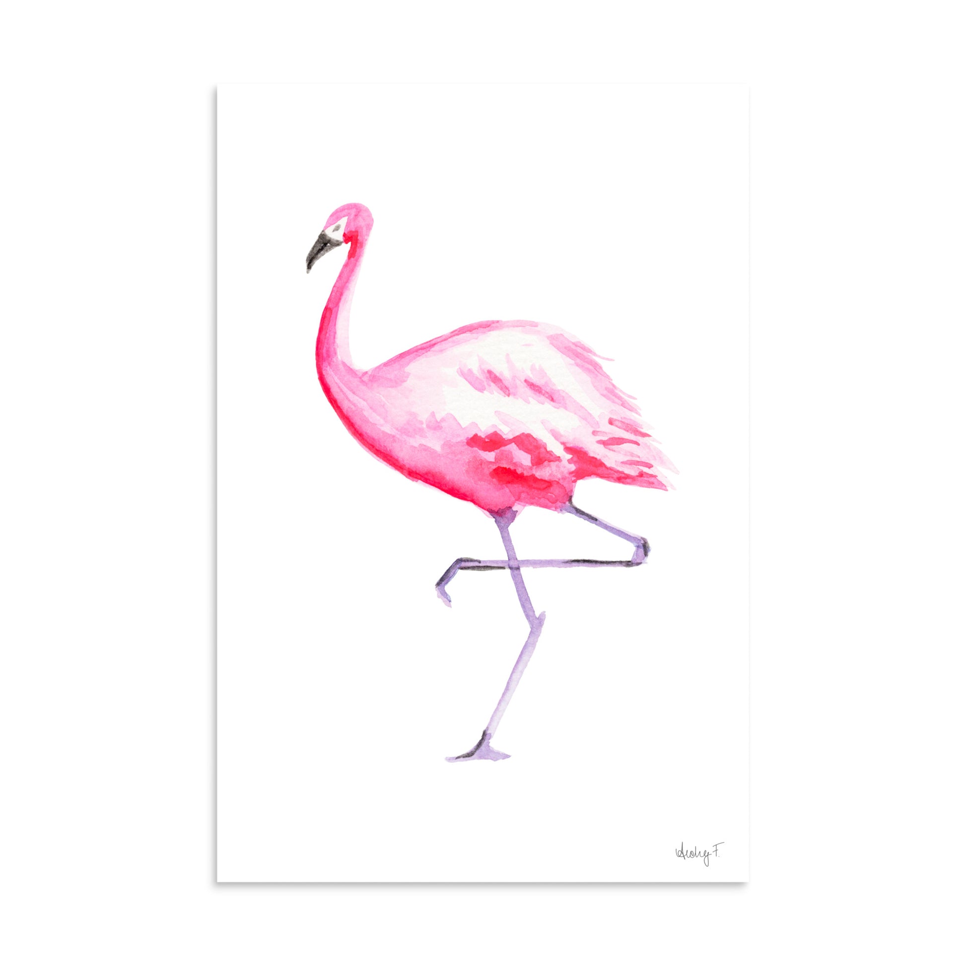 Hot Pink Flamingo Watercolor Print | Various Sizes 16″×24″