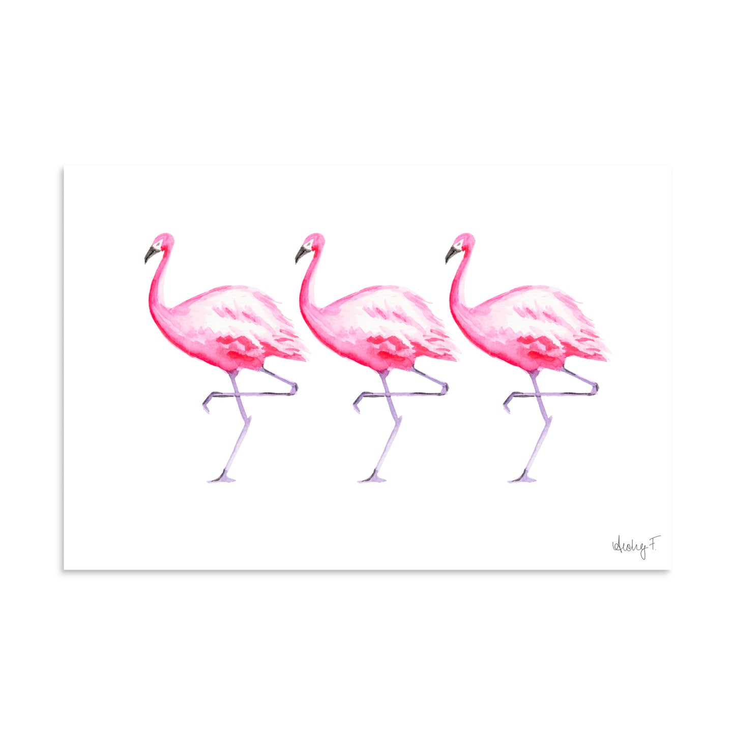 Hot Pink Flamingo Trio Watercolor Print | Various Sizes 16″×24″