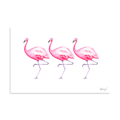 Hot Pink Flamingo Trio Watercolor Print | Various Sizes 16″×24″