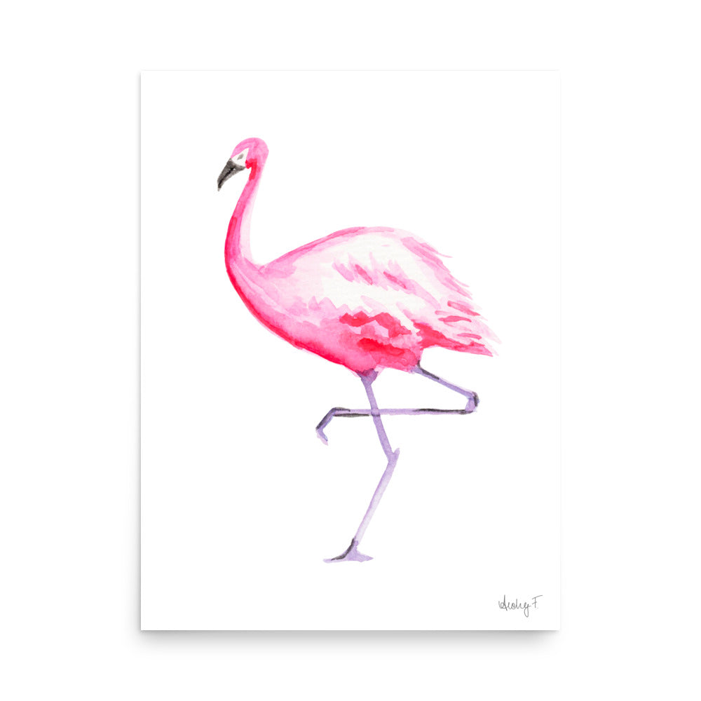 Hot Pink Flamingo Watercolor Print | Various Sizes 18″×24″