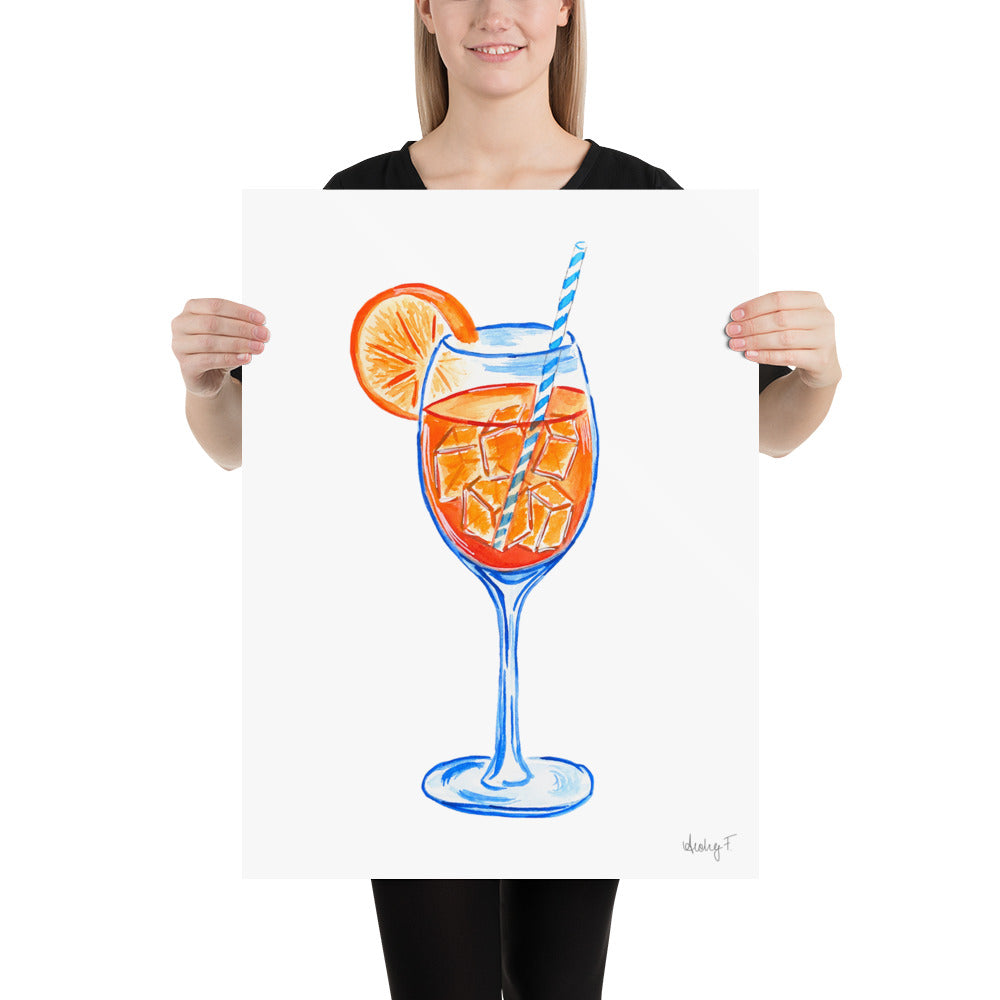 Print | Aperol Spritz Cocktail Watercolor Painting | Various Sizes