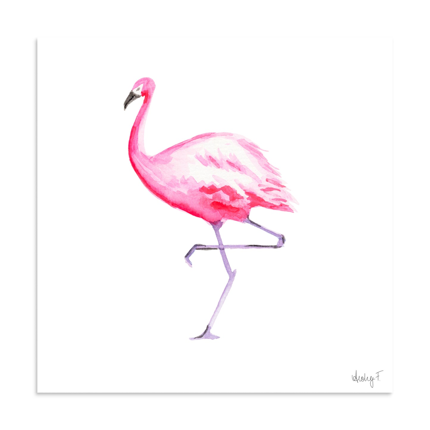 Hot Pink Flamingo Watercolor Print | Various Sizes 20″×20″