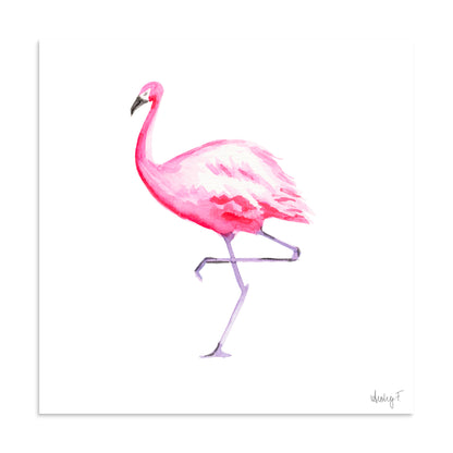 Hot Pink Flamingo Watercolor Print | Various Sizes 20″×20″