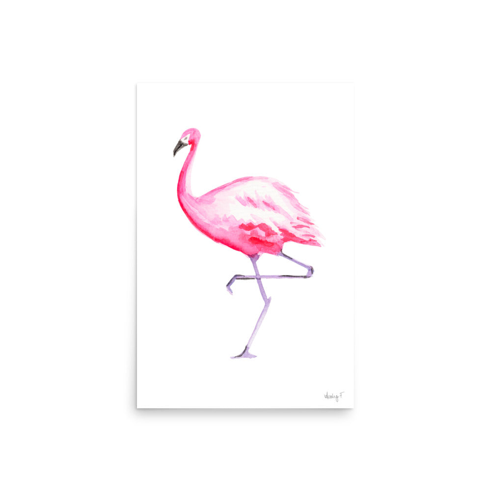 Hot Pink Flamingo Watercolor Print | Various Sizes 20″×30″