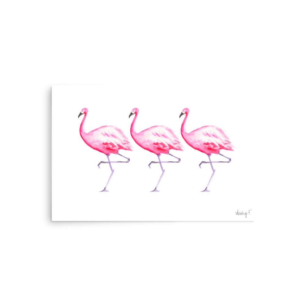 Hot Pink Flamingo Trio Watercolor Print | Various Sizes 20″×30″