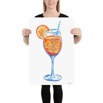 Print | Aperol Spritz Cocktail Watercolor Painting | Various Sizes