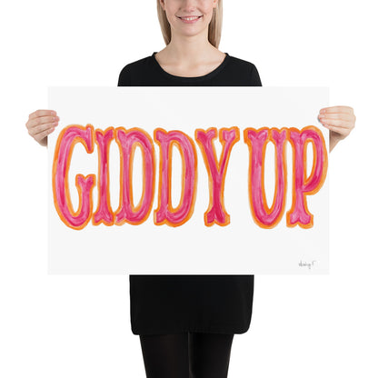 Print | Hot Pink & Orange Giddy Up Watercolor | Various Sizes