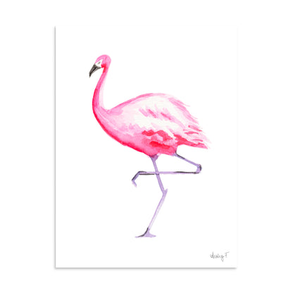 Hot Pink Flamingo Watercolor Print | Various Sizes 24″×32″