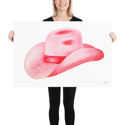 Print | Hot Pink Cowboy Hat Watercolor | Various Sizes