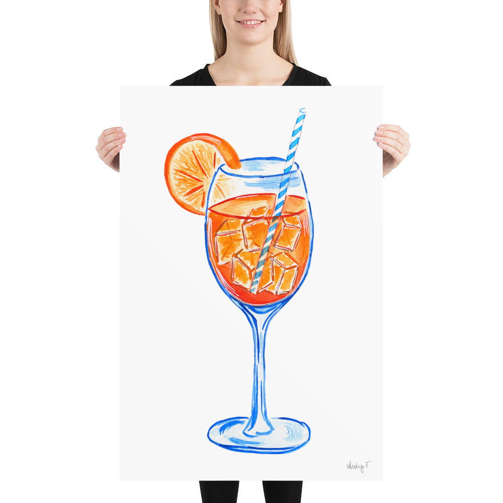 Print | Aperol Spritz Cocktail Watercolor Painting | Various Sizes