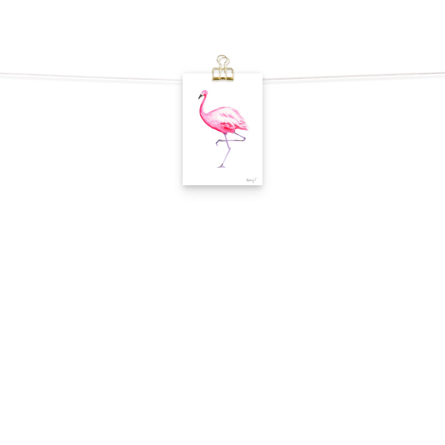Hot Pink Flamingo Watercolor Print | Various Sizes 5x7