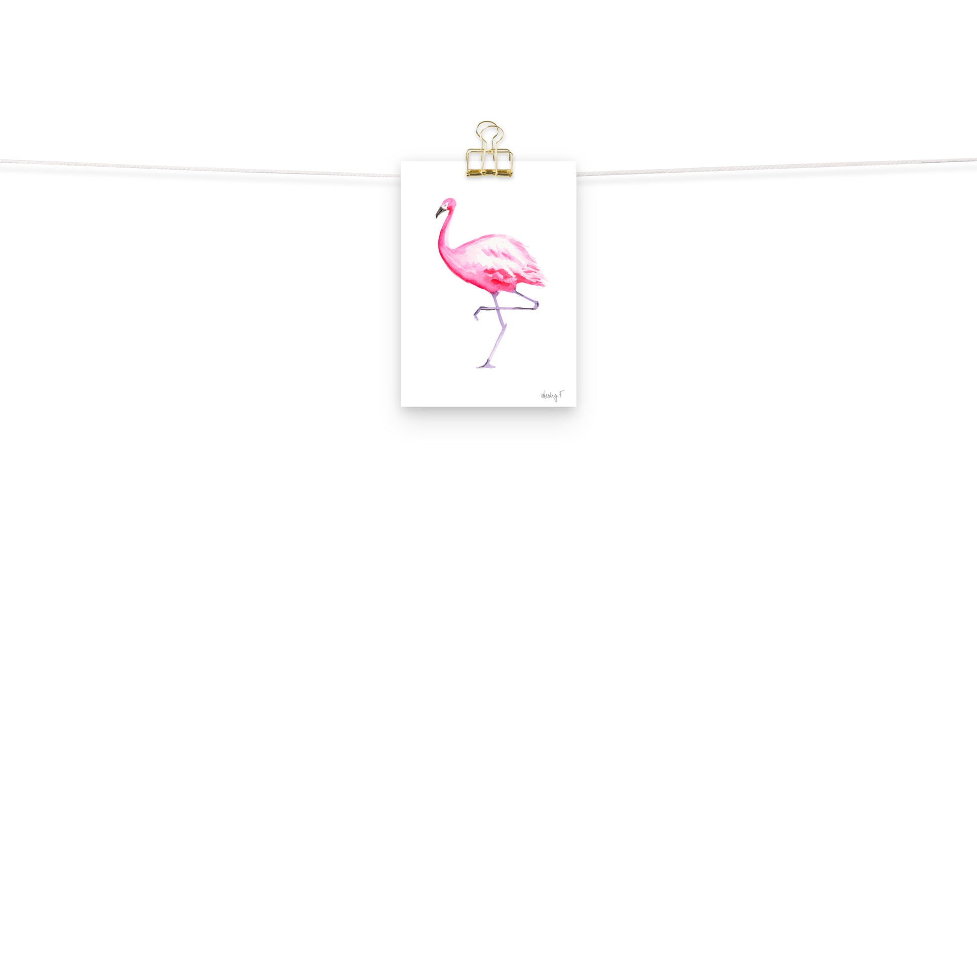 Hot Pink Flamingo Watercolor Print | Various Sizes 5x7