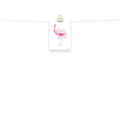 Hot Pink Flamingo Watercolor Print | Various Sizes 5x7