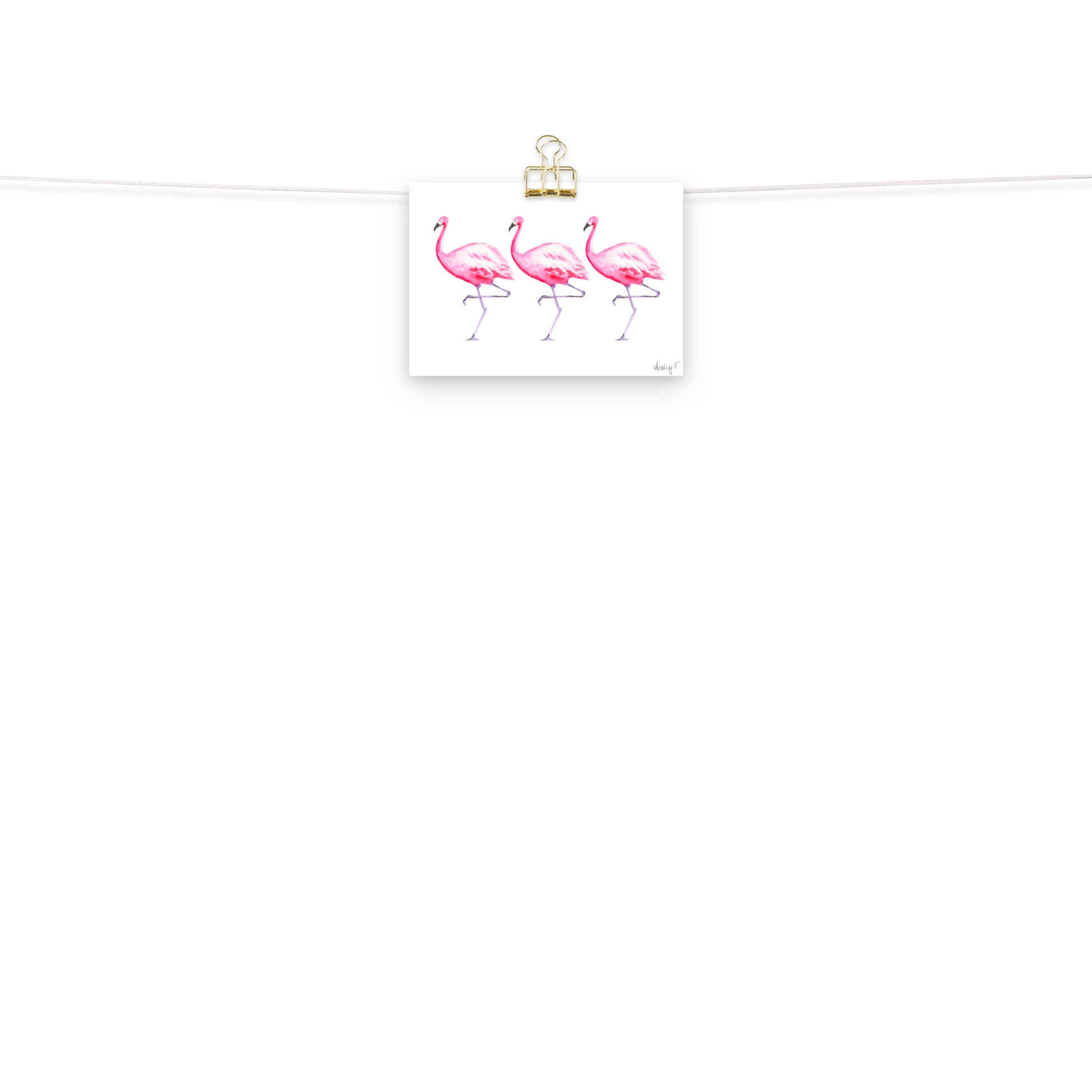 Hot Pink Flamingo Trio Watercolor Print | Various Sizes