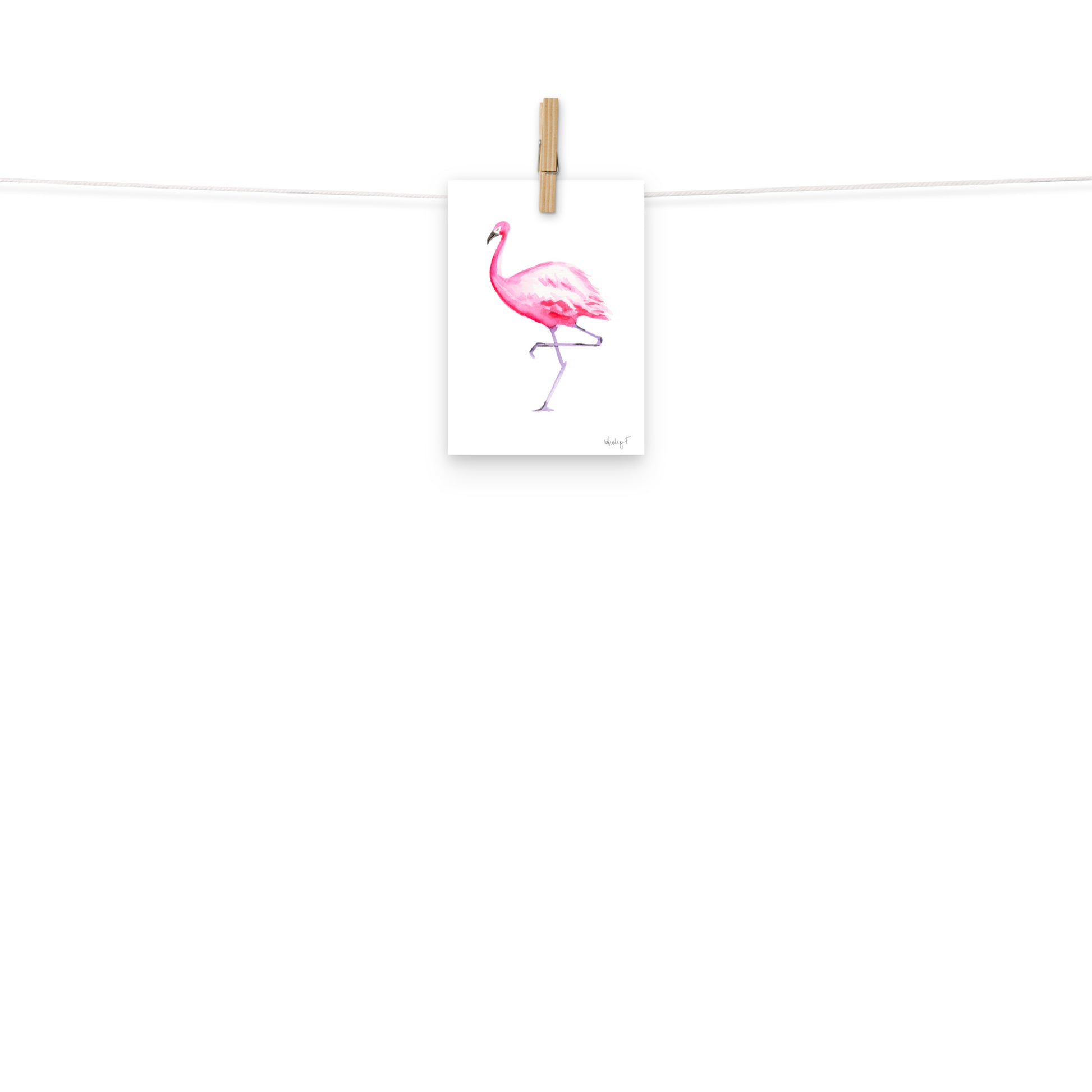Hot Pink Flamingo Watercolor Print | Various Sizes