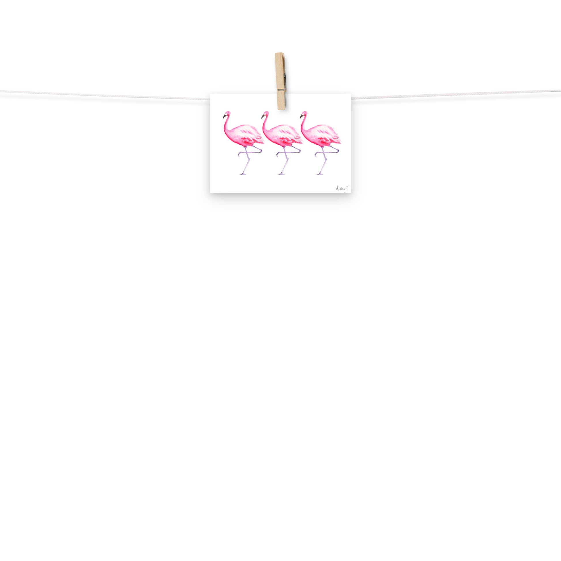 Hot Pink Flamingo Trio Watercolor Print | Various Sizes