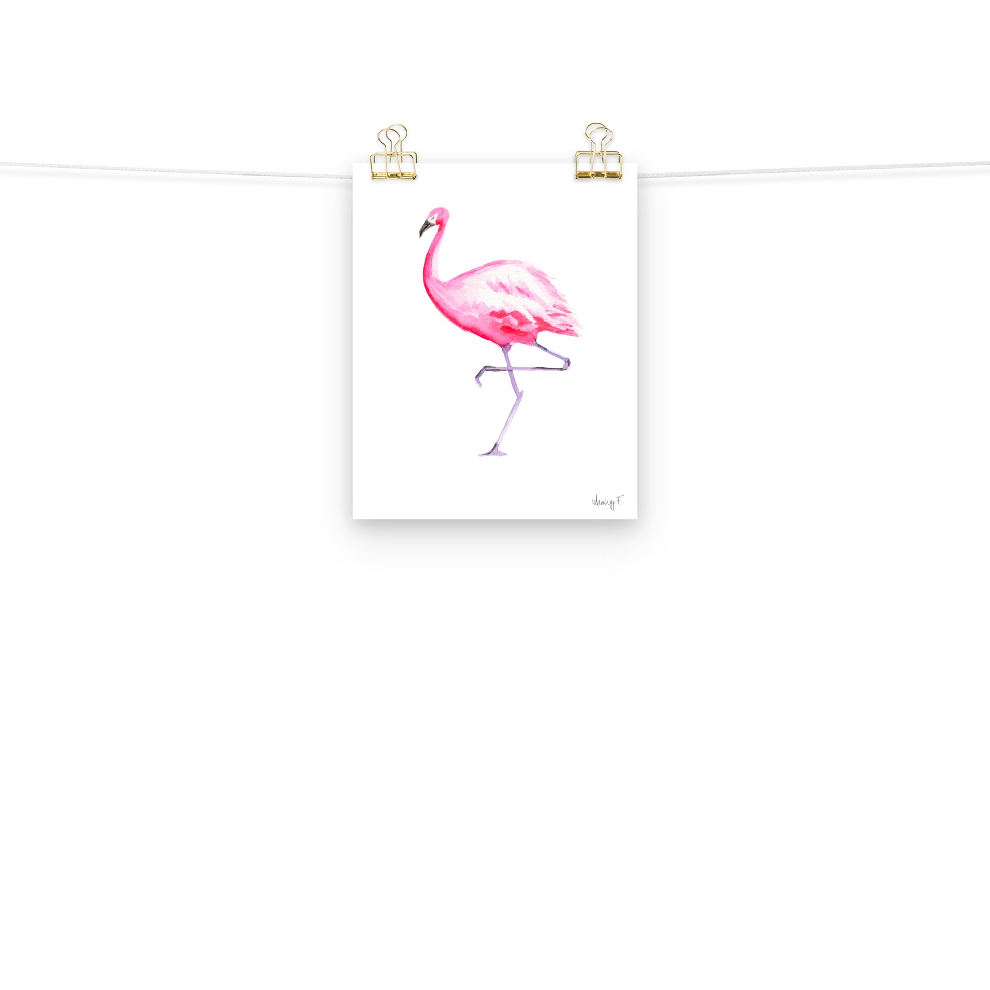 Hot Pink Flamingo Watercolor Print | Various Sizes 8″×10″