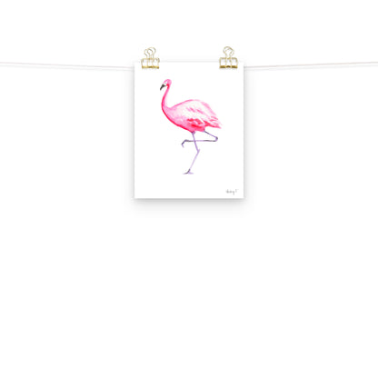 Hot Pink Flamingo Watercolor Print | Various Sizes 8″×10″