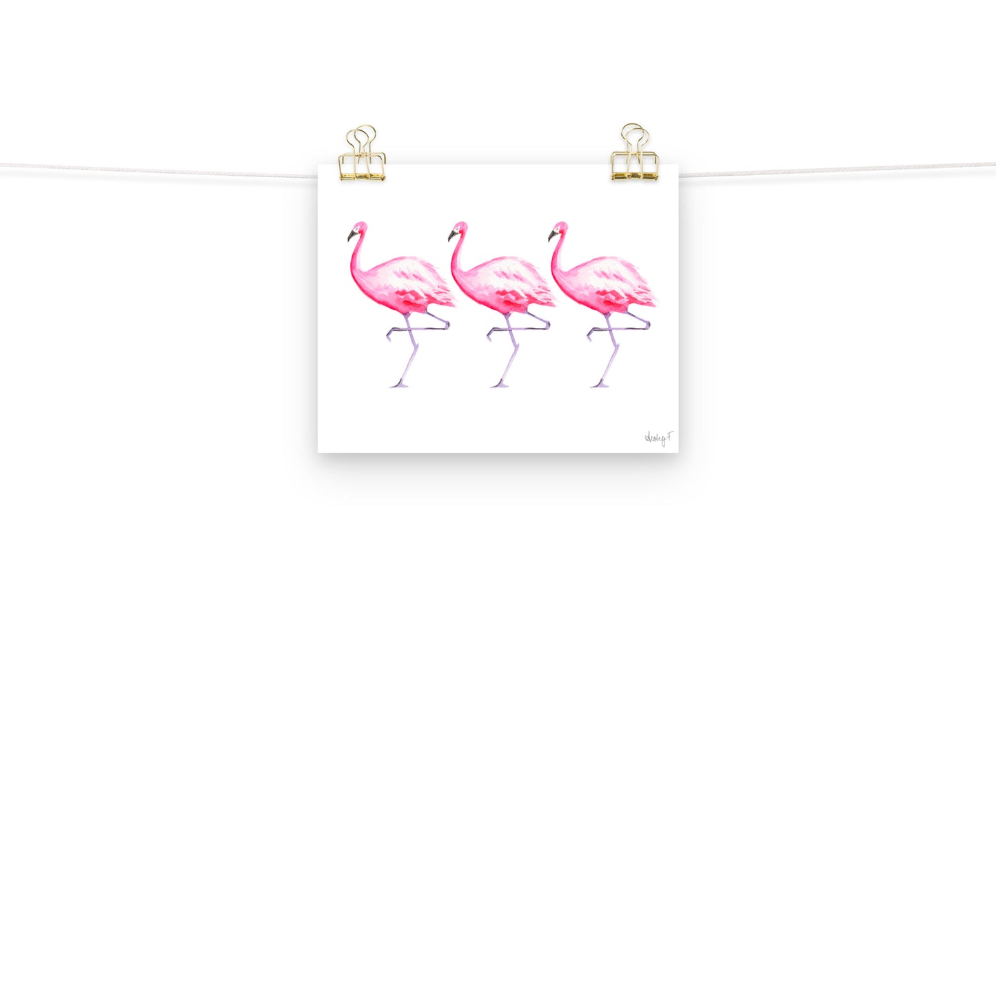 Hot Pink Flamingo Trio Watercolor Print | Various Sizes 8″×10″