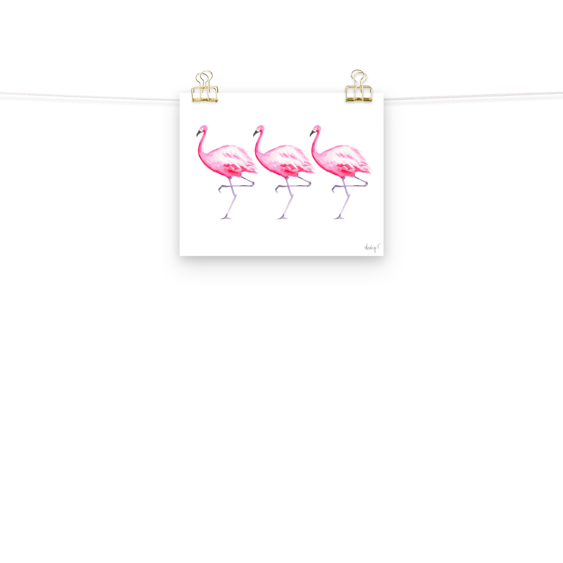 Hot Pink Flamingo Trio Watercolor Print | Various Sizes 8″×10″