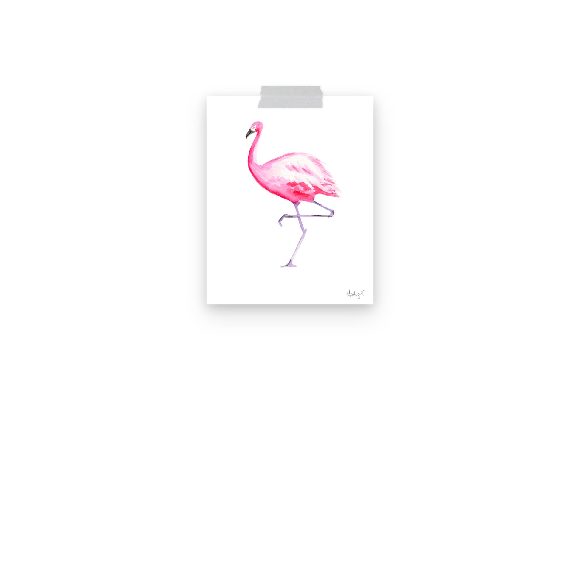 Hot Pink Flamingo Watercolor Print | Various Sizes