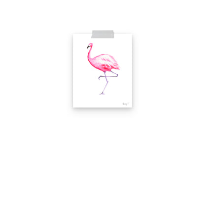 Hot Pink Flamingo Watercolor Print | Various Sizes