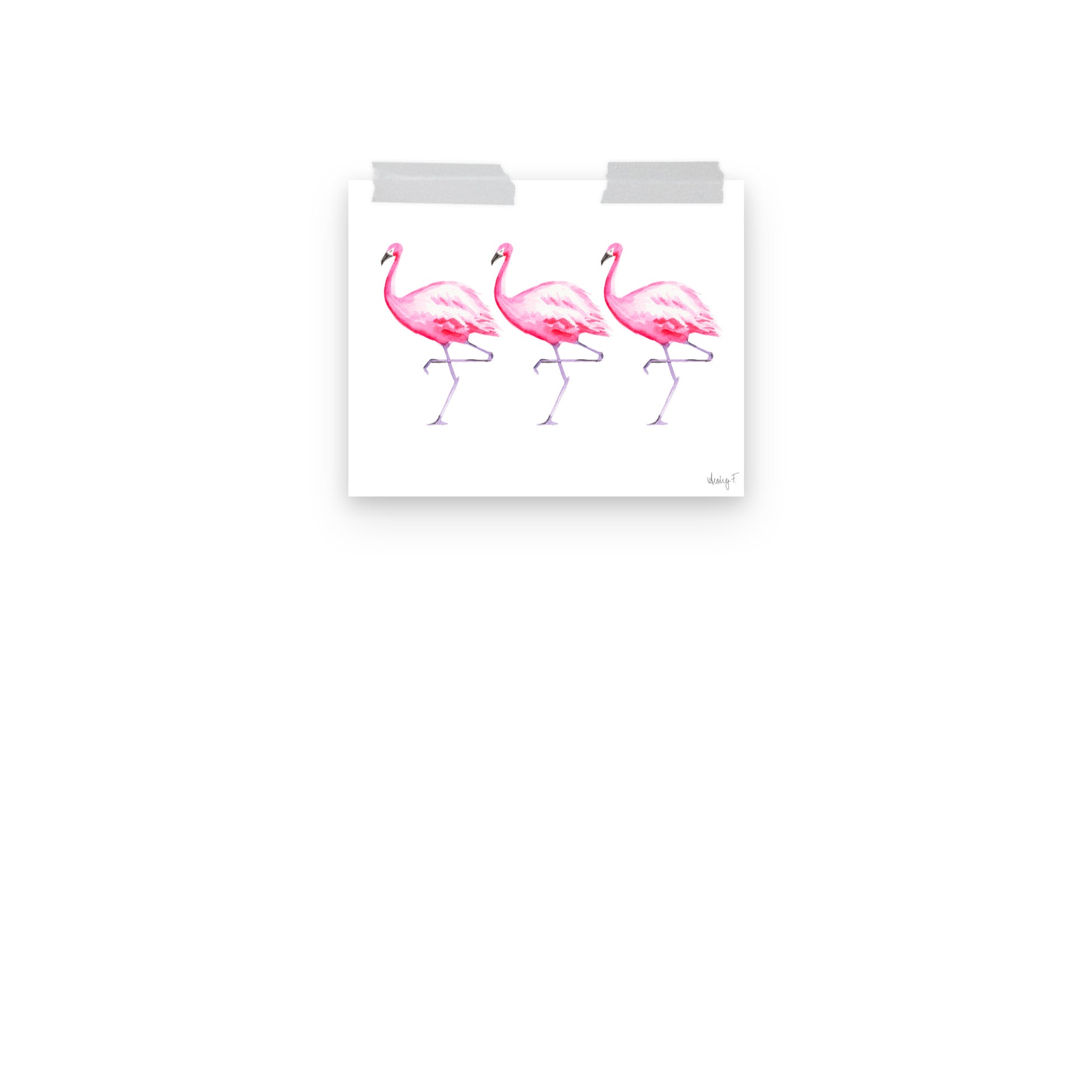 Hot Pink Flamingo Trio Watercolor Print | Various Sizes
