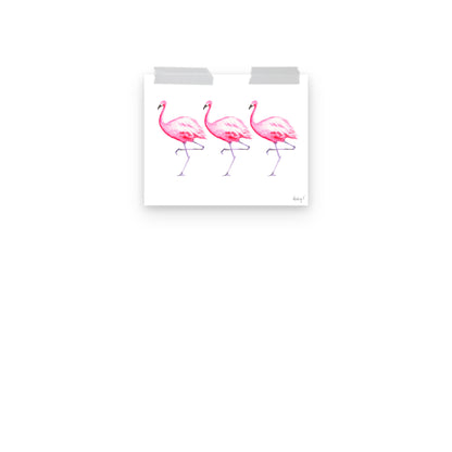 Hot Pink Flamingo Trio Watercolor Print | Various Sizes