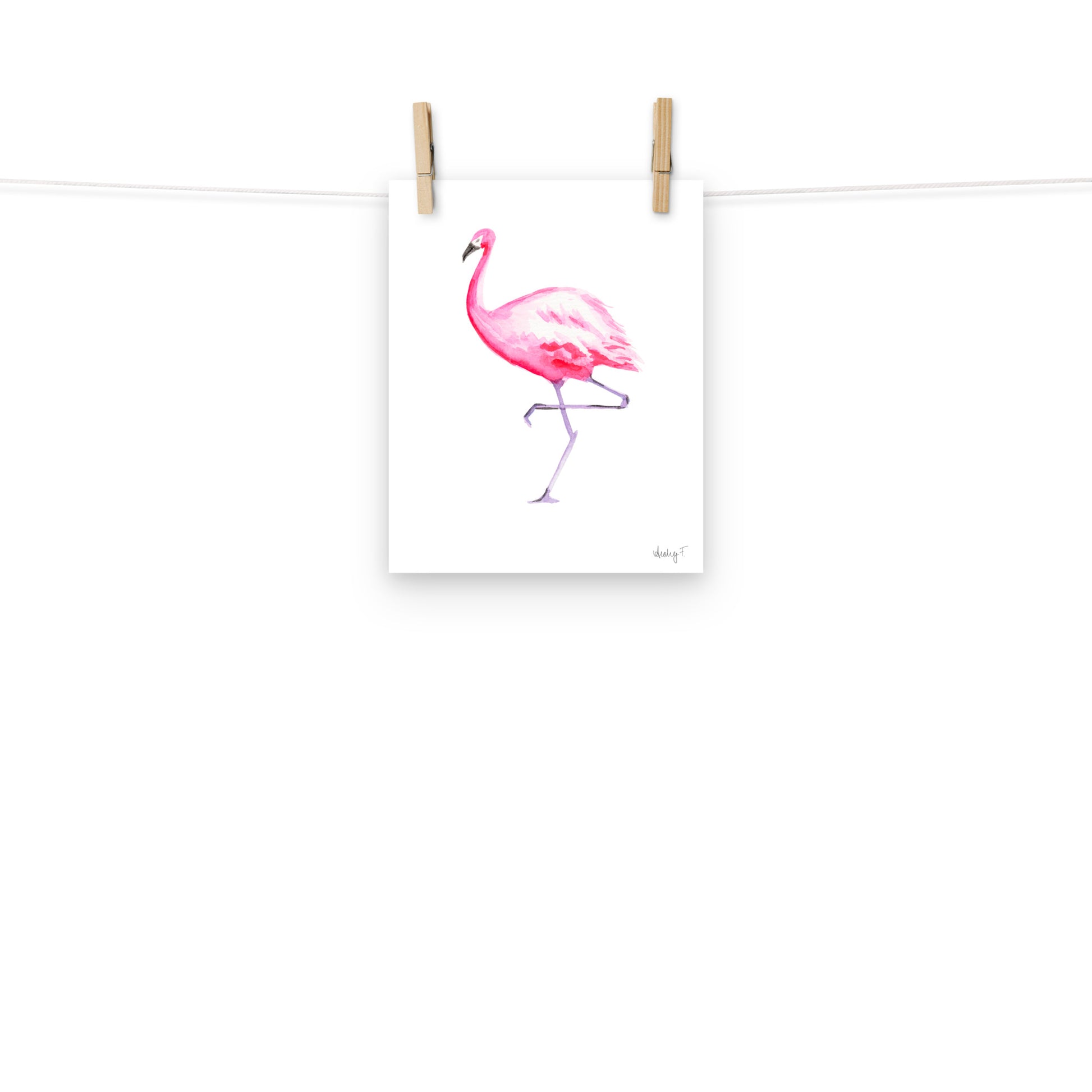 Hot Pink Flamingo Watercolor Print | Various Sizes