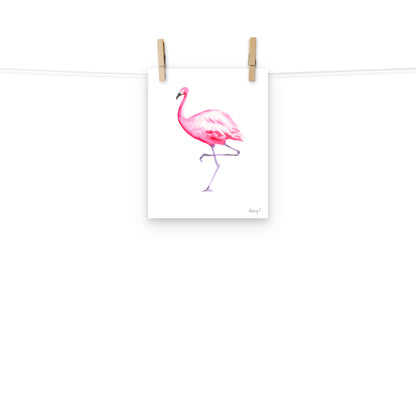 Hot Pink Flamingo Watercolor Print | Various Sizes