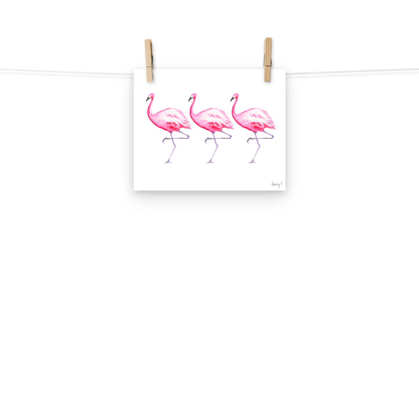 Hot Pink Flamingo Trio Watercolor Print | Various Sizes