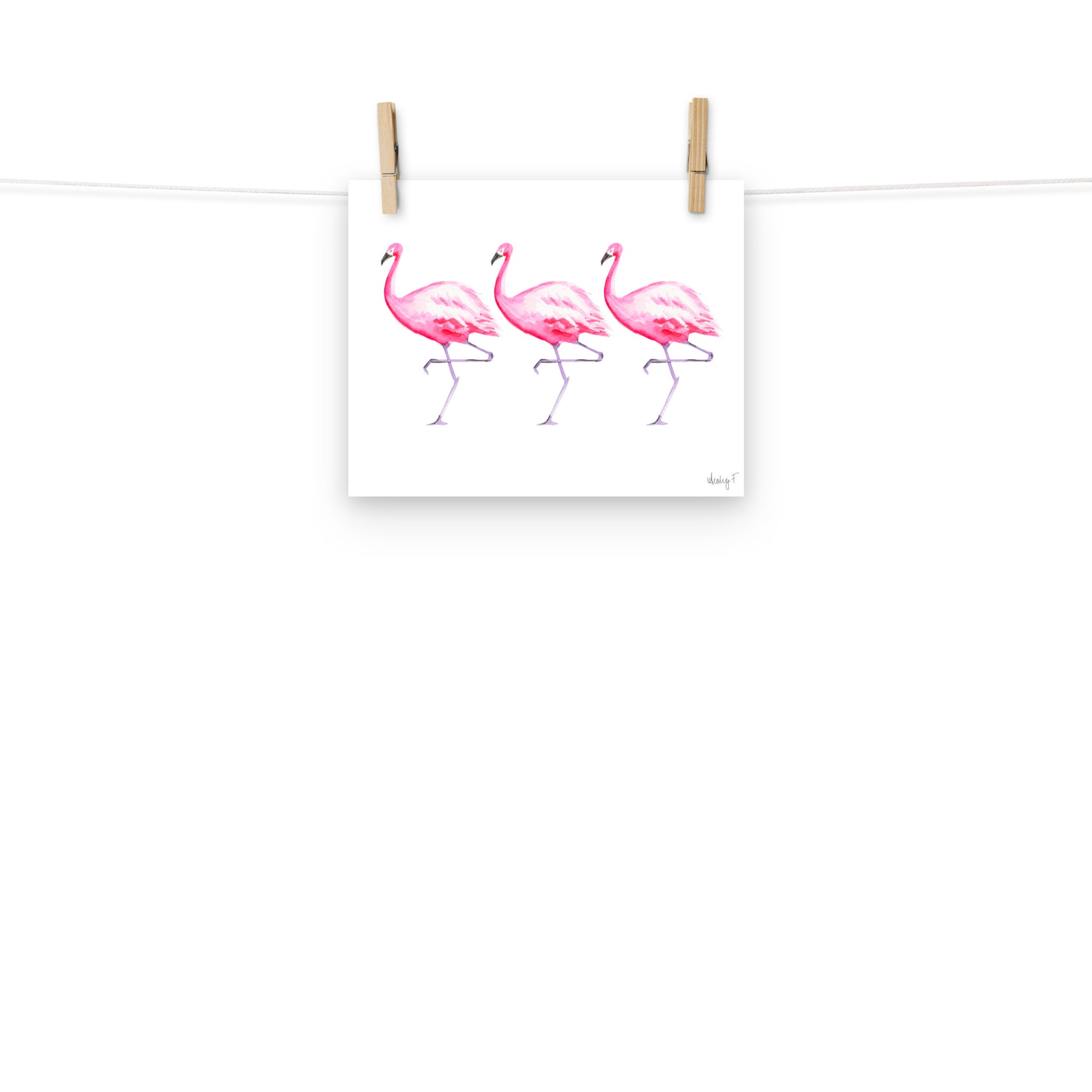 Hot Pink Flamingo Trio Watercolor Print | Various Sizes