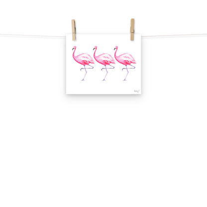 Hot Pink Flamingo Trio Watercolor Print | Various Sizes