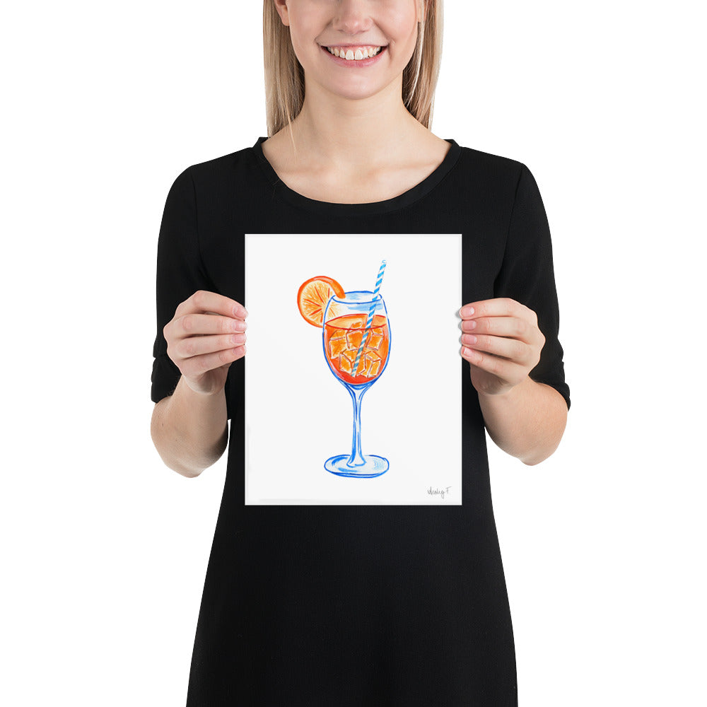 Print | Aperol Spritz Cocktail Watercolor Painting | Various Sizes