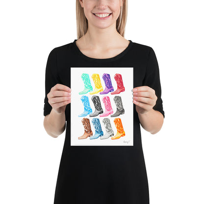 Print | Watercolor 12 Cowboy Boots 8″×10″