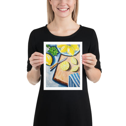 Print | Vibrant Abstract Lemon & Mint Acrylic Still Life 8×10
