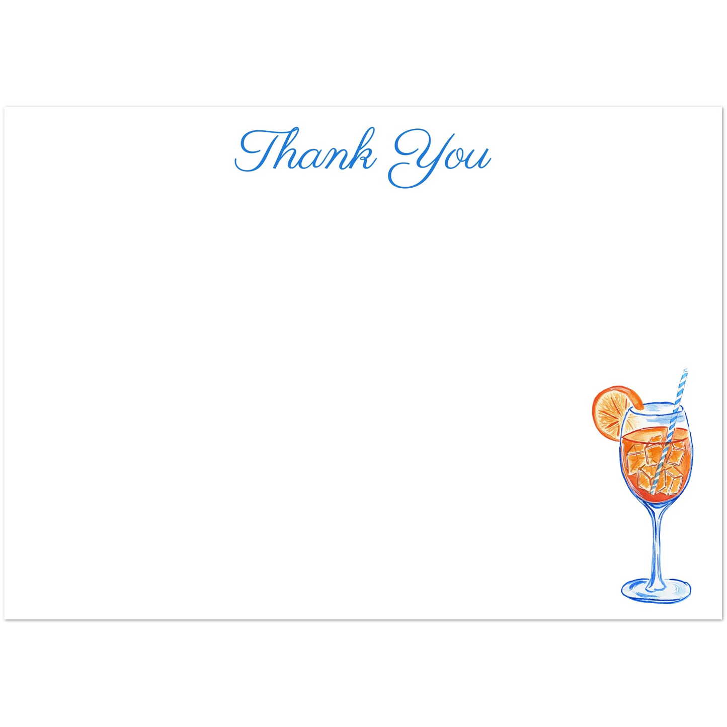 Aperol Spritz Thank You Watercolor Illustrated Flat Notecards | Set of 10 Cards & Envelopes | 2 Sizes 5R (5 x 7″)
