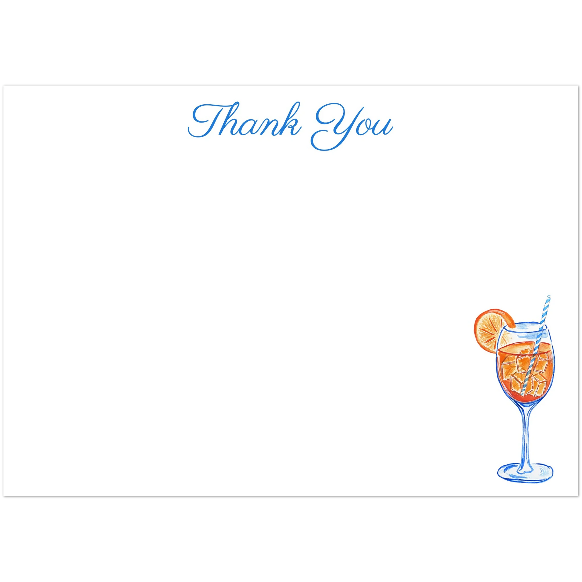 Aperol Spritz Thank You Watercolor Illustrated Flat Notecards | Set of 10 Cards & Envelopes | 2 Sizes 5R (5 x 7″)