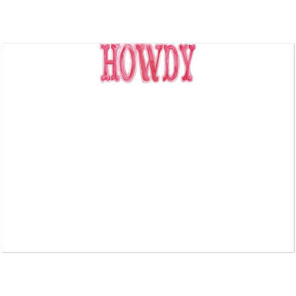 Howdy Watercolor Illustrated Flat Notecards | Set of 10 Cards & Envelopes | 4 Colors | 2 Sizes 5R (5 x 7″) Hot Pink & Light Pink
