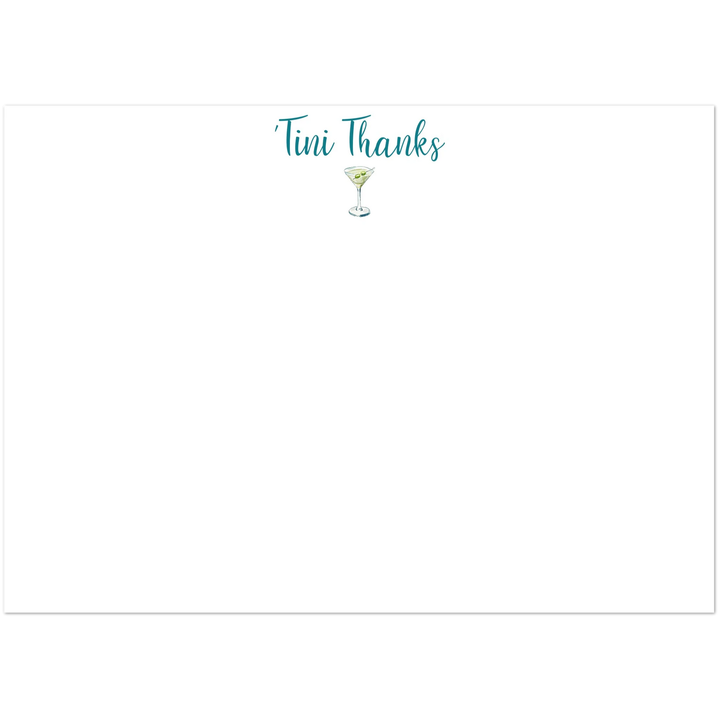 Thank You Cards | 'Tini Thanks | Martini Watercolor Illustration | Flat Notecards & Envelope Set of 10 | 2 Sizes 5R (5 x 7″) Script