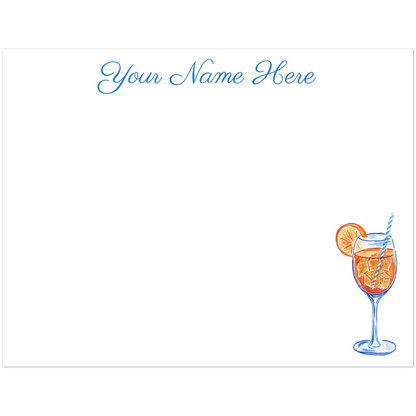Personalized Aperol Spritz Watercolor Illustrated Flat Notecards | Set of 10 Cards & Envelopes | 2 Sizes 4.25x5.5″ (SM)