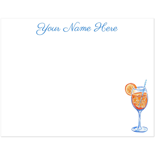 Personalized Aperol Spritz Watercolor Illustrated Flat Notecards | Set of 10 Cards & Envelopes | 2 Sizes 4.25x5.5″ (SM)