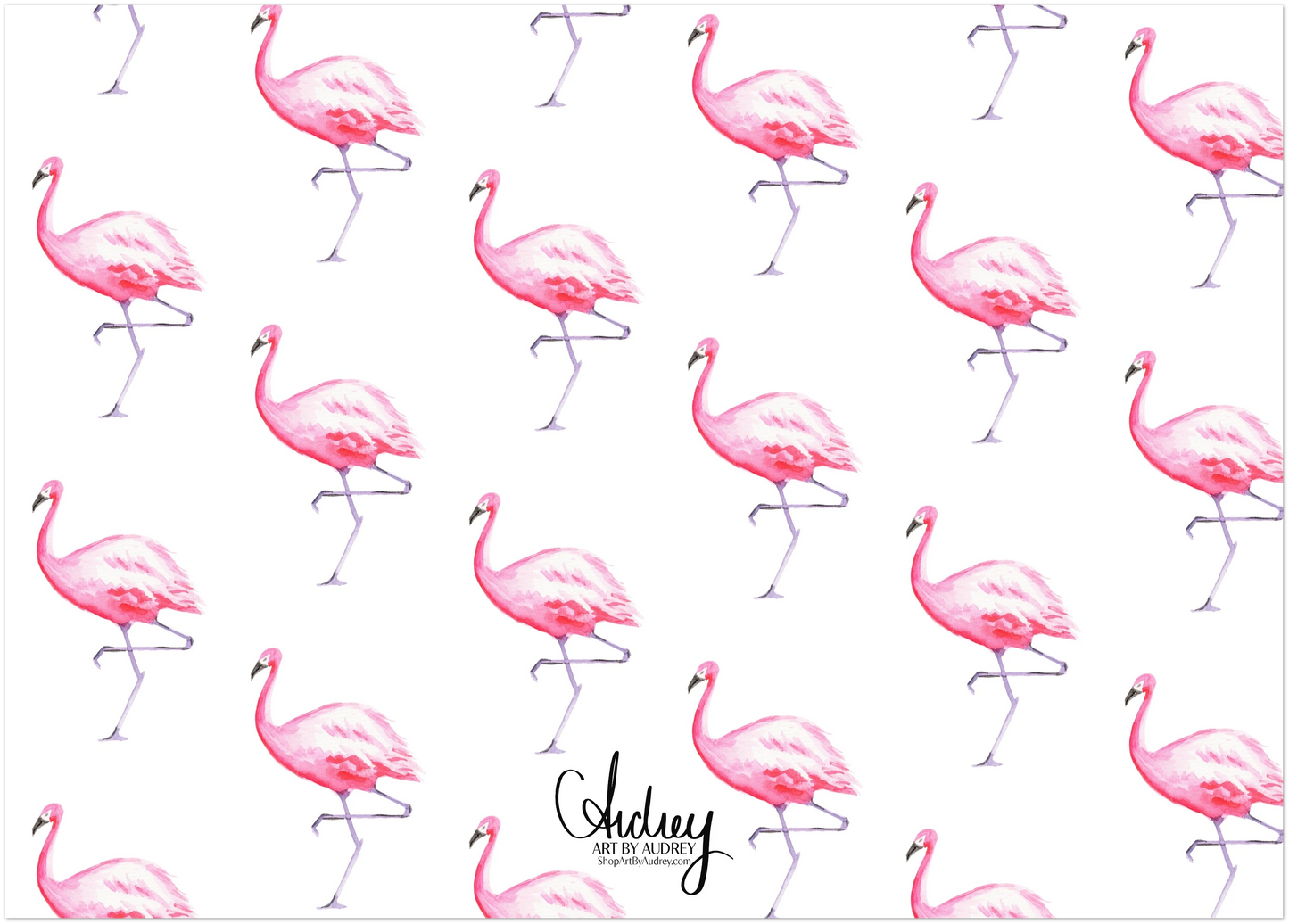 Personalized Pink Flamingo Watercolor Illustrated Flat Notecards | Set of 10 Cards & Envelopes | 2 Sizes