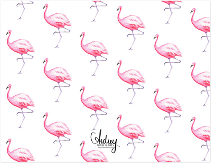 Personalized Pink Flamingo Watercolor Illustrated Flat Notecards | Set of 10 Cards & Envelopes | 2 Sizes