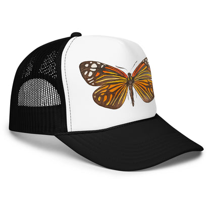 Orange & Black Butterfly Watercolor Illustrated Trucker Hat | 4 Colors