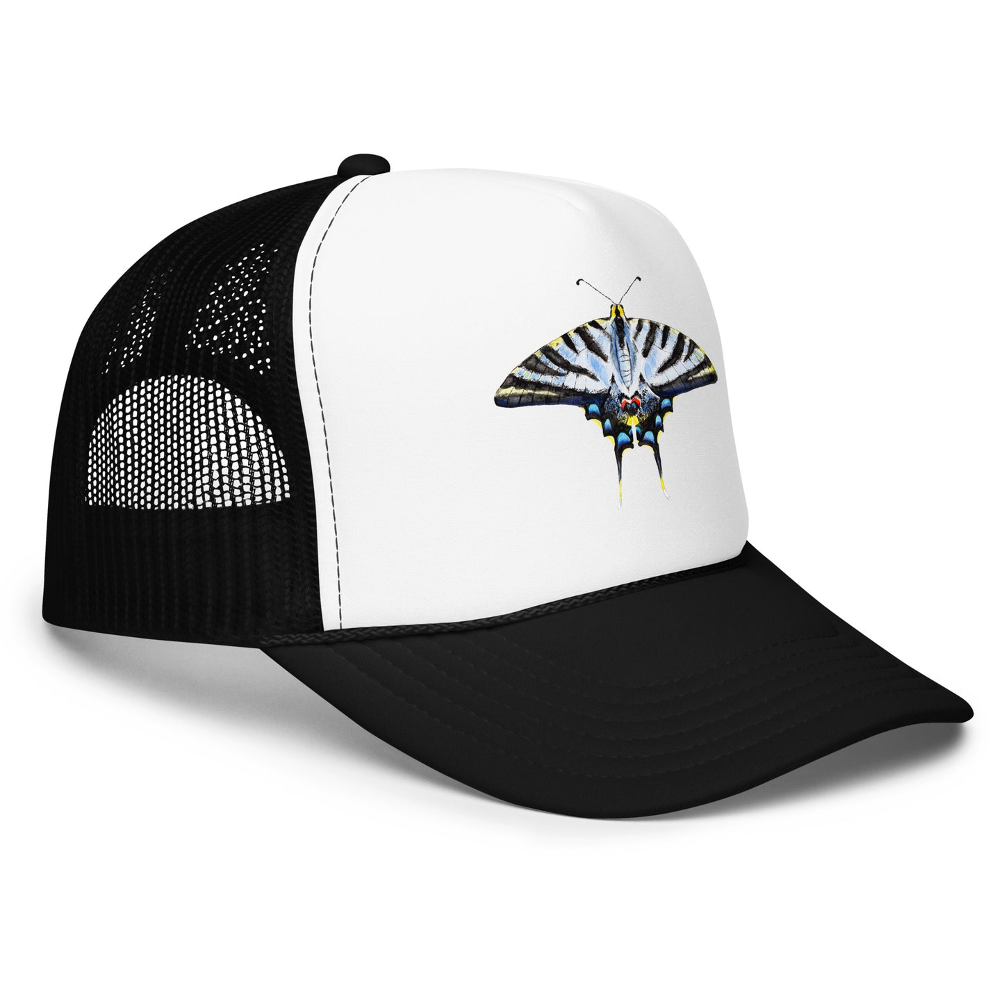 Light Blue Swallowtail Butterfly Watercolor Printer Trucker Hat | Various Hats